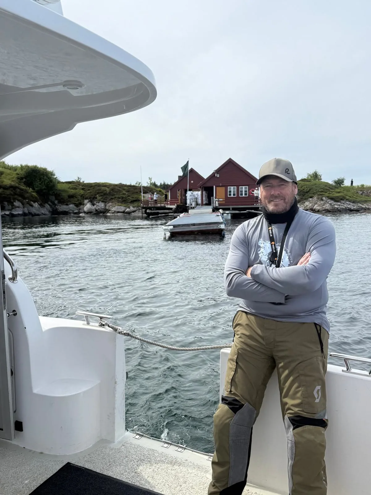 James by the water on a trip